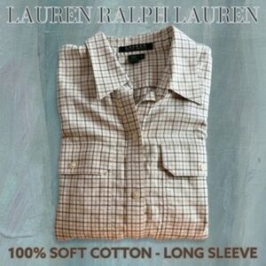 RALPH LAUREN Long Sleeve Plaid Button Down 100% Cotton Shirt-Like New/Md